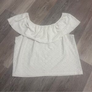 Bwear White Eyelet Off-Shoulder Blouse